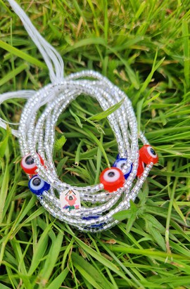 Transparent waist chain with red &amp; blue Greek eye