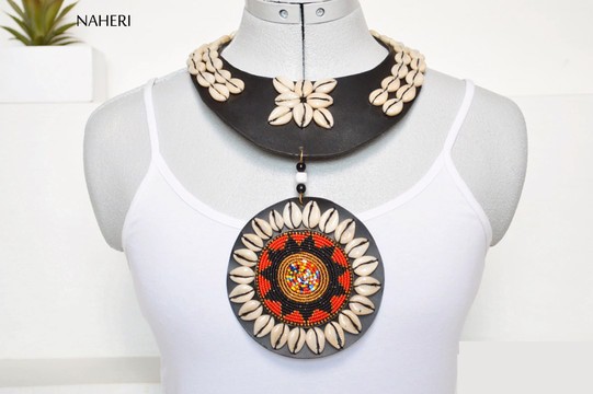 African maasai beaded necklace cowrie shell jewelry