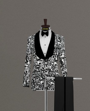 BLACK_SILVER JACQUARD TUXEDO SUIT....................BEST SELLER