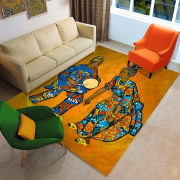 Tapis de salon artistique afrocentrique représentant la danse (GRANDES TAILLES DISPONIBLES)
