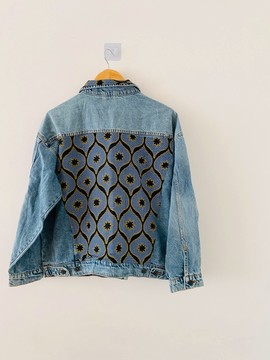 Denim bomber style jacket - touch of wax - wax wax jacket