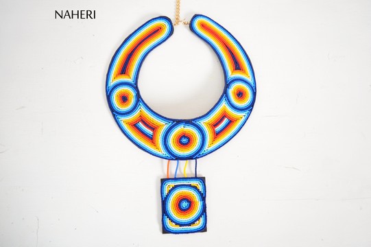 African beaded collar necklace tribal collar neck piece with pendant