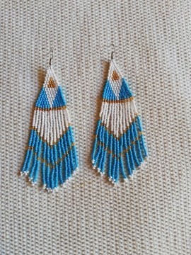 African Beaded earrings, Beaded Fringe earrings, Elegant earrings, Tribal earrings, Gift for her