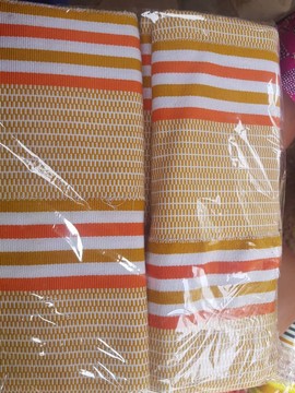 Patterned Northern Ghana Kente- curry, white, orange
