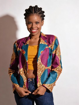 african print jacket with circle patterns 2