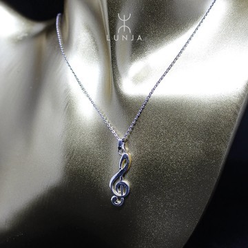 Treble Clef Silver Necklace