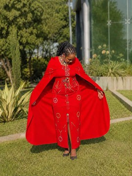Beaded Maasai dress with a matching shawl