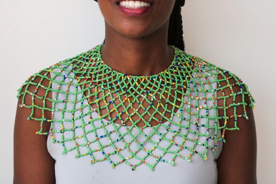 Collier châle perlé africain, collier Cape perlée zoulou, cadeau de Noël pour elle, cadeau de demoiselle d'honneur
