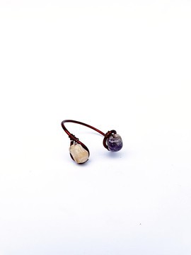 Copper Spiral Bangle - Citrine &amp; Amethyst