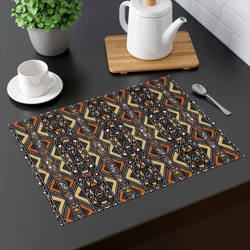 (TWO PIECES) Tabletop Placemat Afrocentric Mudcloth Ethnic Print (MORE SIZES AVAILABLE)