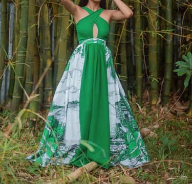 Robe maxi/ robe de fête,soirée,fiançailles,mariage/collection LAMBAOINE/ Madagascar