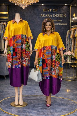Ankara Patchwork Midi Bubu Dress