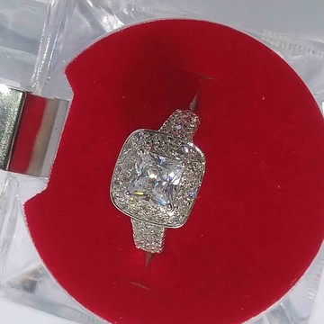 Solid 925silver engagement ring,square paved studded zircon center stone-free DHL shipping