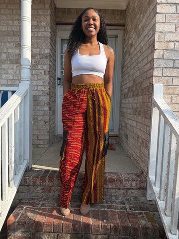African Ankara Wax Print Double Pattern Cargo/Palazzo Pants/Bottom