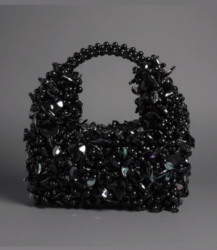 Sac africain noir fait main avec perles