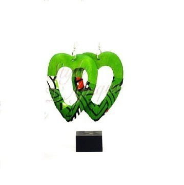 Green wax heart earrings