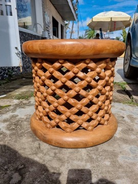 Natural Brown African Bamileke Stool