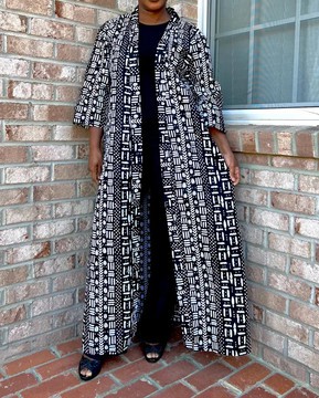 Black and White African Print Ankara Multicolor Oversized Blazer Duster