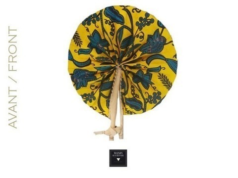 Fan leather and wax yellow and blue