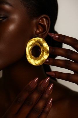 Boucles d’Oreilles “Disque Martelé”  – Haute Brillance