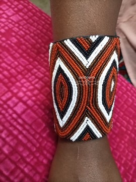 Maasai beaded leather cuff, African leather cuff, women bracelets