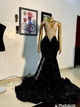 Elegant black wedding dress