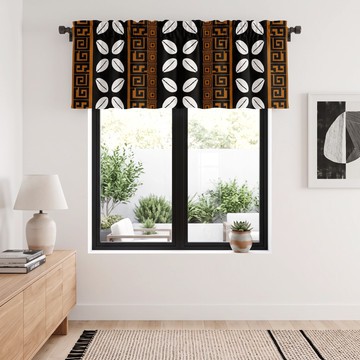 Cantonnière de rideau fusion africaine à motifs abstraits de cauris | Habillage de fenêtre afrocentrique | Bynelo