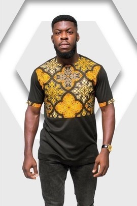 Ankara Jersey mix Tshirt,  Ankara Tshirt, Tshirt, Touch of Ankara, Black tshirt