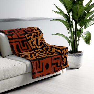 African Throw Blanket Kuba Print Fleece Fabric (MORE SIZES AVAILABLE)