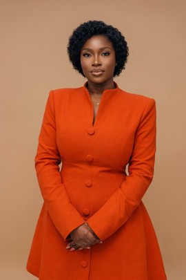 Chic Burnt Orange Mandarin Collar Peplum Blazer Dress