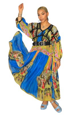 Chiffon Fit and Flared Maxi Dress