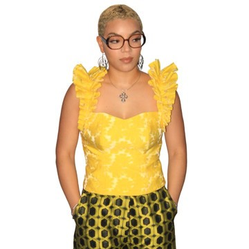 Yellow Smocked Blouse, Women Customed Made Blouse and Tops