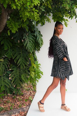 Spearmint Bogolan Cloak (Pre-Order)