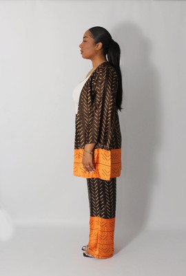 Inaya Short Set Brown &amp; Orange