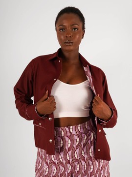 Veste à liseré gabardine bordeaux