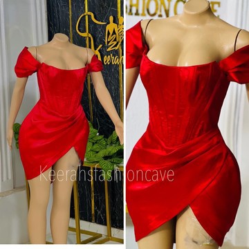 Robe midi rouge, robe courte en satin rouge, robe midi femme, robe midi femme africaine, robe rouge