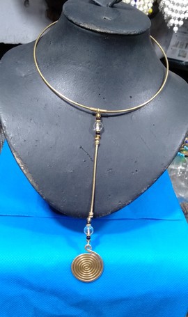 Brass with coiled pedant necklace