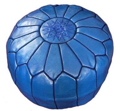 Grand pouf en vrai cuir Naturel Noir