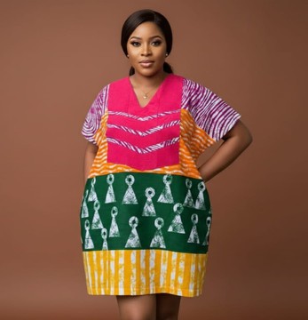 Robe droite en batik color-block