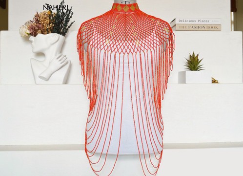 African beaded cape necklace handmade jewelry