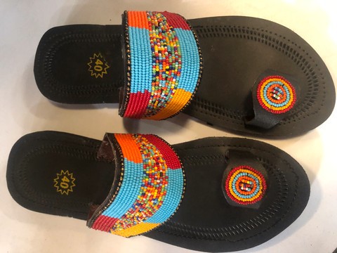 Maasai beaded sandals, flat sandals, handmade sandals