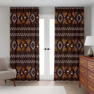 African Blackout Curtain Mudcloth Print (Two-Piece) LARGER SIZES AVAILABLE