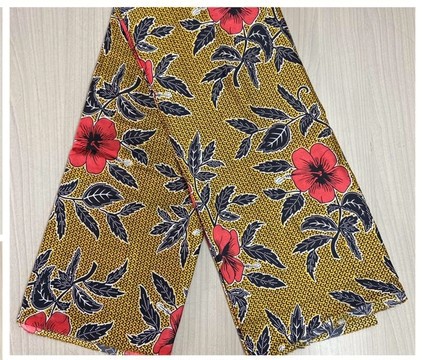 6 YARDS SILK FABRIC PRINTED HIBISCUS FLOWER