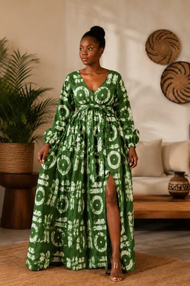 Robe longue en wax – Élégance &amp; Féminité
