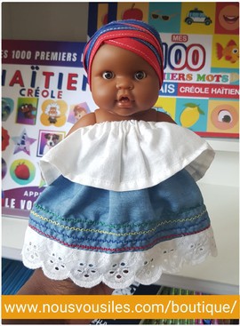 ROSY COLIBRI HAITI (POUPÉE NOIRE H 21 CM)