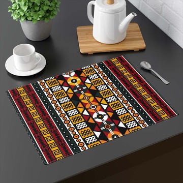 (TWO PIECES) Tabletop Placemat African Afro Bogolan Print (MORE SIZES AVAILABLE)