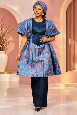 Tenue élégante de Kampala avec broderie et gele assorti