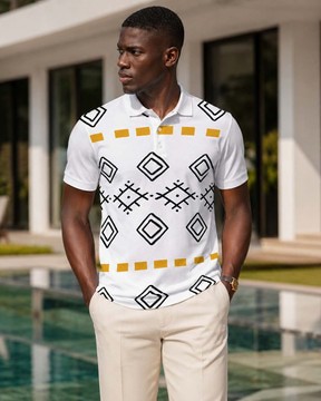 African Egyptian Eye of Ra Print Men's Heavyweight Polyester Polo Shirt | Menswear | Bynelo