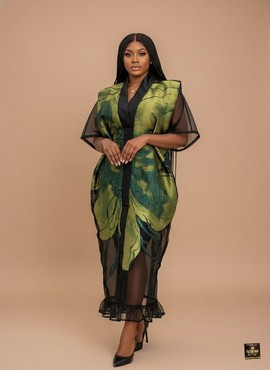 Emerald Muse Sheer Overlay Dress