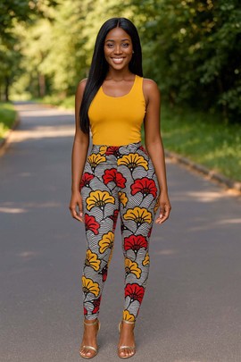 Legging Ankara à imprimé de fleurs de mariage – Élégance stylée